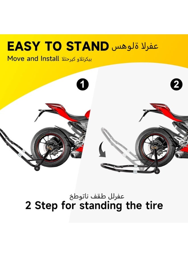 حامل رفع الدراجة النارية الخلفي - قاعدة رفع عجلة خلفية بمحاور تأرجح ليااما هوندا كاوساكي سوزوكي دراجات رياضية، أسود - قاعدة رفع الدراجة النارية - Image 5